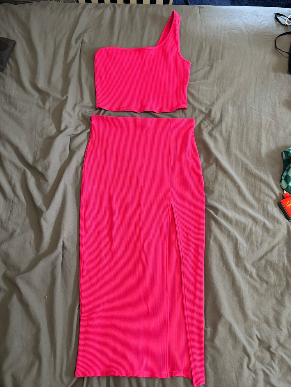 Lulu's Vibrant Hot Pink Ribbed Two-Piece Set - Picture 8 of 8